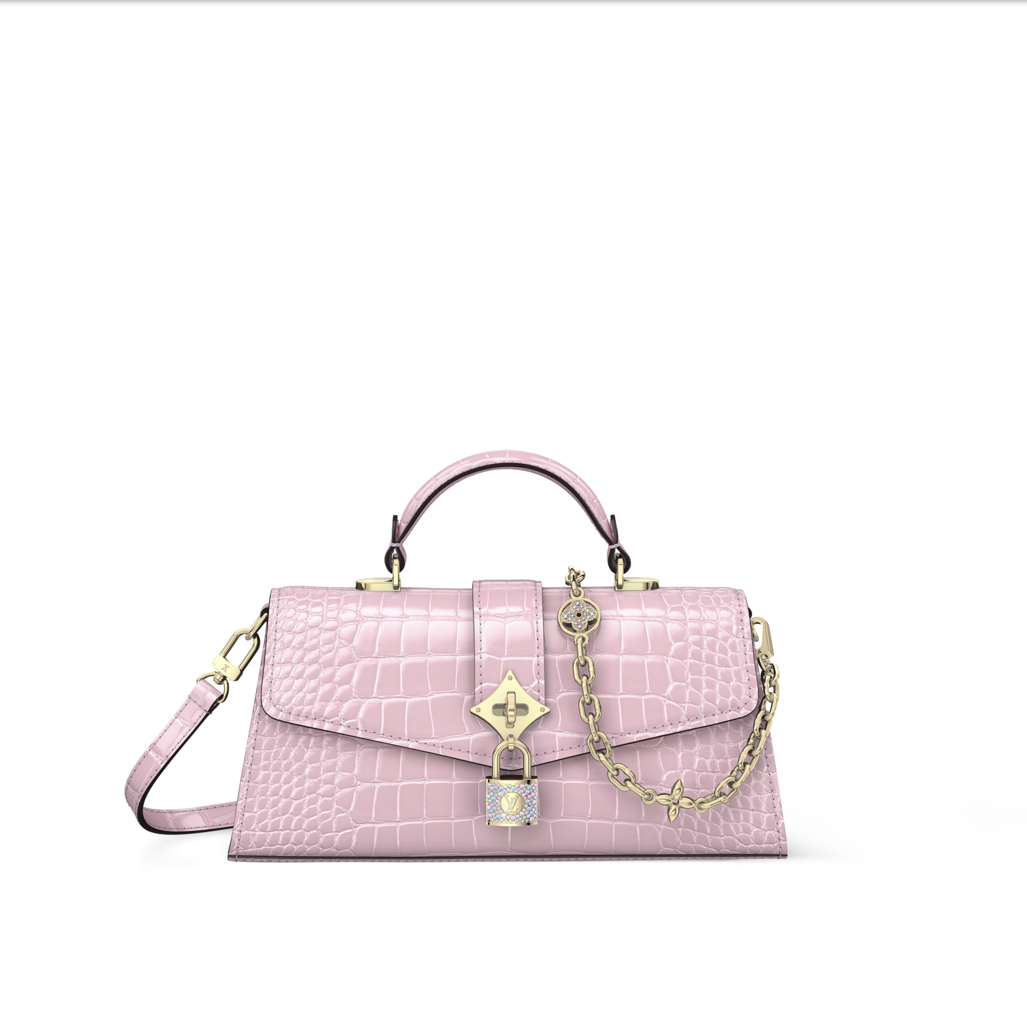 Pochette Rose des Vents Crocodilien Brillant - Handbags | LOUIS